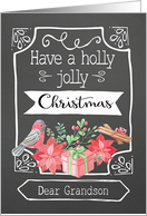 Dear Grandson, Holly Jolly Christmas, Bird, Poinsettia card