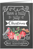 Dear Grandnephew, Holly Jolly Christmas, Bird, Poinsettia card