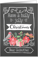 Dear Godmother, Holly Jolly Christmas, Bird, Poinsettia card
