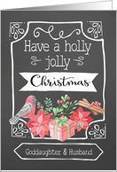 Goddaughter and Husband, Holly Jolly Christmas, Bird, Poinsettia card
