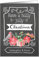 Goddaughter and Fiance, Holly Jolly Christmas, Bird, Poinsettia card