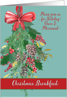 Christmas Breakfast, Invitation, Hanging Wreath, Painting card