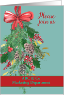 Customizable, Business Invitation, Christmas, Hanging Wreath card