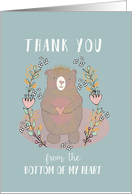 Thank You, Bottom of my Heart, Cute Bear, Illustration card
