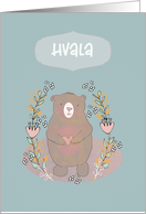 Thank You in Slovenian, Hvala, Cute Bear, Illustration card