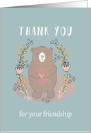 Thank you for your Friendship, Illustration, Bear with Heart card