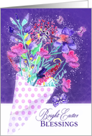 Bright Easter Blessings, Spring Flower Bouquet, Christian card