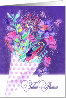 Happy Easter in Spanish, Felices Pascuas, Watercolor Spring Bouquet card