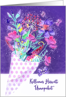 Happy Easter in Hungarian, Watercolor Spring Bouquet card