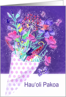 Happy Easter in Hawaiian, Watercolor Spring Bouquet card