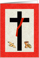 Deacon Symbol, Cross, Swash, Holy Spirit, Communion, Red Background card