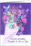 Daughter and Son-in-Law, Easter Blessings, Bouquet Spring Flowers card