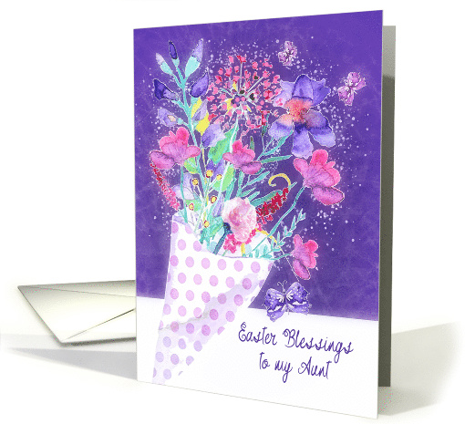 To my Aunt, Easter Blessings, floral Bouquet, Christian card (1515164)