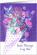 To my Aunt, Easter Blessings, floral Bouquet, Christian card