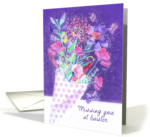 Missing you at Easter, Floral Watercolor Painting card (1515416)