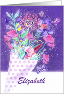 Customize for any Name, Easter Blessings, Watercolor Flowers card