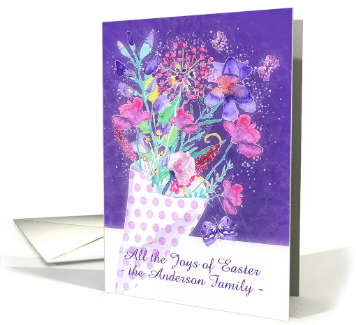 Customize for any Name, Easter Blessings, Watercolor Flowers card