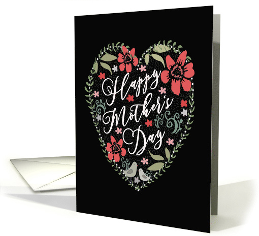 Happy Mother's Day, Heart and Flowers, Chalkboard Style card (1518692)