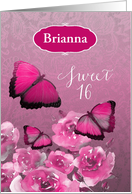 Customizable, Daughter, Sweet 16, Birthday, Pink Flowers, Butterflies card