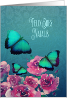 Happy Birthday in Latin, Felix Dies Natalis, Butterflies and Roses card