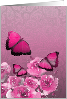Blank Note Card, All Purposes, Butterflies, Roses card