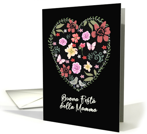 Happy Mother's Day in Italian, Heart and Flowers card (1523102)