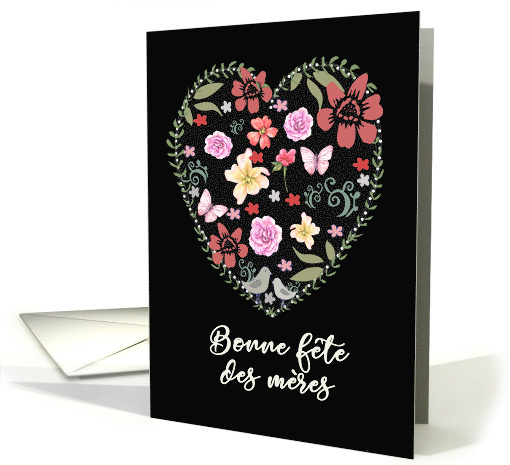 Happy Mother's Day in French Quebec, Heart and Flowers card (1523108)