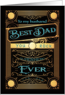 To my Husband, Happy Father’s Day, Retro, Gold-Effect card