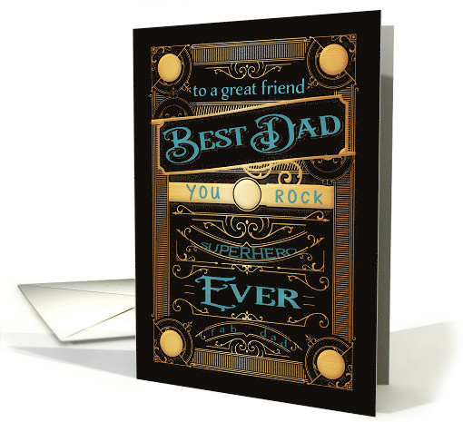 To a great Friend, Happy Father's Day, Retro, Gold-Effect card