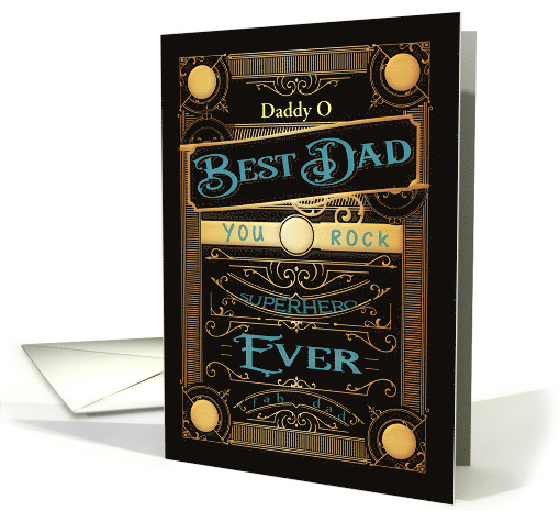 Customizable, Happy Father's Day, Retro, Gold-Effect card (1524570)