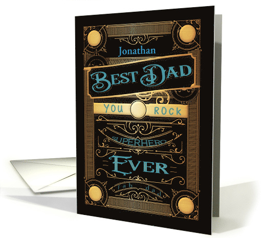 Customizable, Happy Father's Day, Retro, Gold-Effect card (1524808)
