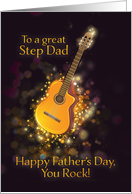 To a great Step Dad, You Rock, Happy Father’s Day, Retro, Gold-Effect card