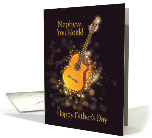 To my Nephew, You Rock, Happy Father's Day, Retro, Gold-Effect card