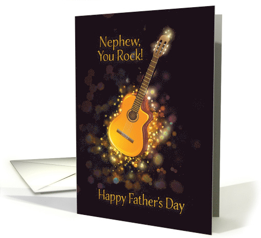 To my Nephew, You Rock, Happy Father's Day, Retro, Gold-Effect card