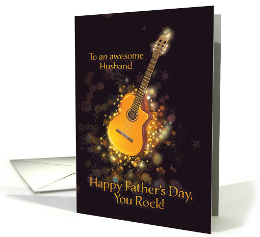 To my Husband, You Rock, Happy Father's Day, Retro, Gold-Effect card
