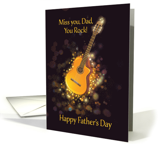 Miss You, Dad, You Rock, Happy Father's Day, Gold-Effect card