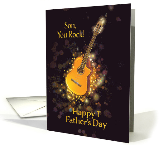 Son, You Rock, Happy First Father's Day, Gold-Effect, Guitar card