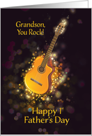 Grandson, You Rock, Happy First Father’s Day, Gold-Effect, Guitar card