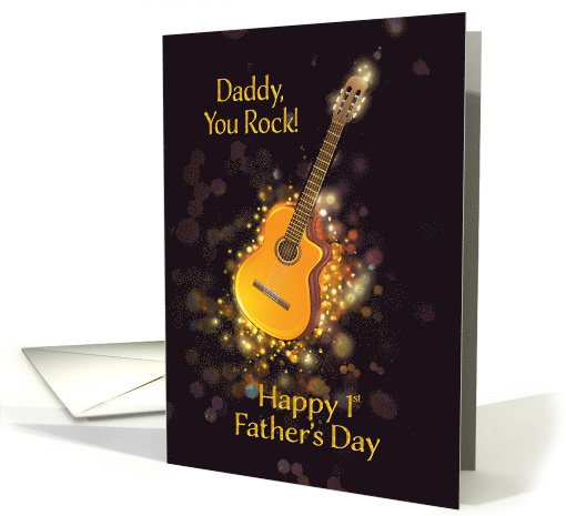 Daddy, You Rock, Happy First Father's Day, Gold-Effect, Guitar card