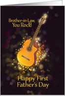 Brother-in-Law, You Rock, Happy 1st Father’s Day, Gold-Effect, Guitar card