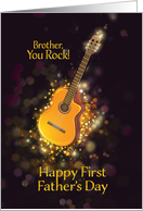 Brother, You Rock, Happy 1st Father’s Day, Gold-Effect, Guitar card