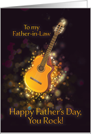 Father-in-Law, You Rock, Happy Father’s Day, Gold-Effect, Guitar card