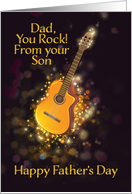 To Dad from Son, You Rock, Happy Father’s Day, Gold-Effect, Guitar card