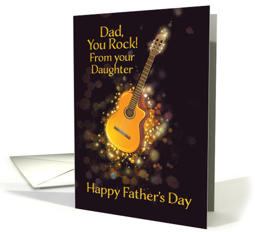 To Dad from Daughter, Happy Father's Day, Gold-Effect, Guitar card