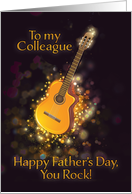 To my Colleague, You rock, Happy Father’s Day, Gold-Effect, Guitar card
