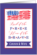 Cousin and Wife, Happy 4th of July, Stars and Stripes card