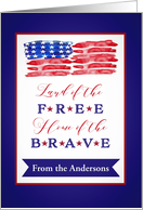 Customizable, Happy 4th July, Land of the Free, Home of the Brave, card