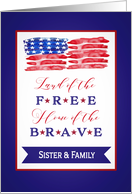 Sister and her Family, Happy 4th of July, Stars and Stripes card