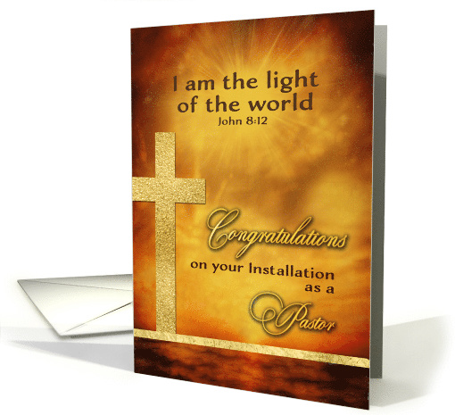 Congratulations, Installation, Pastor, Light, Gold-Effect card