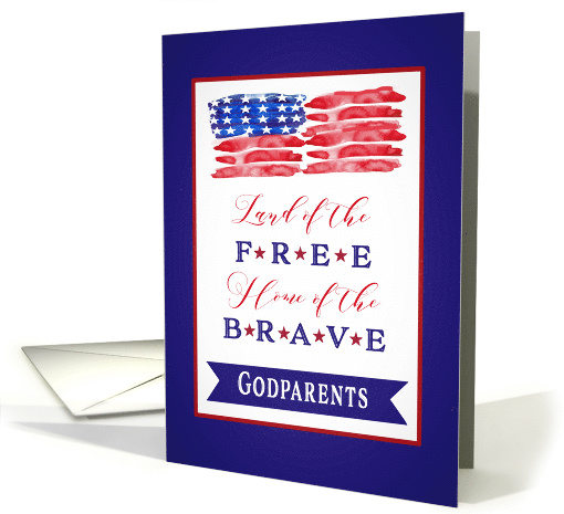 Godparents, Happy 4th of July, Stars and Stripes card (1530336)